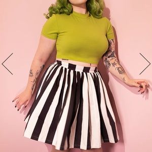 NWT GHOST SKATER SKIRT IN BLACK & WHITE STRIPES - VIXEN BY MICHELINE PITT